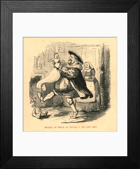 Framed Print : Delight of Henry at having a Son and Heir, 1897. Creator: John Leech Framed Print : Delight of Henry at having a Son and Heir, 1897. Creator: John Leech