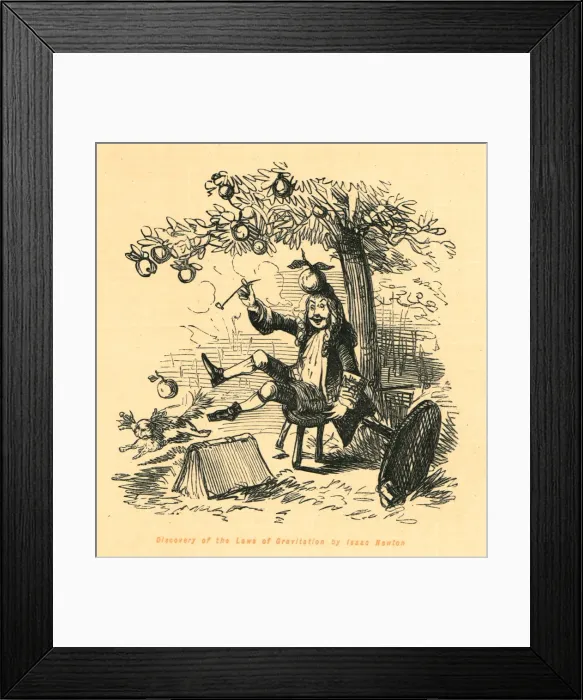 Framed Print : Discovery of the Laws of Gravitation by Isaac Newton, 1897. Creator: John Leech Framed Print : Discovery of the Laws of Gravitation by Isaac Newton, 1897. Creator: John Leech