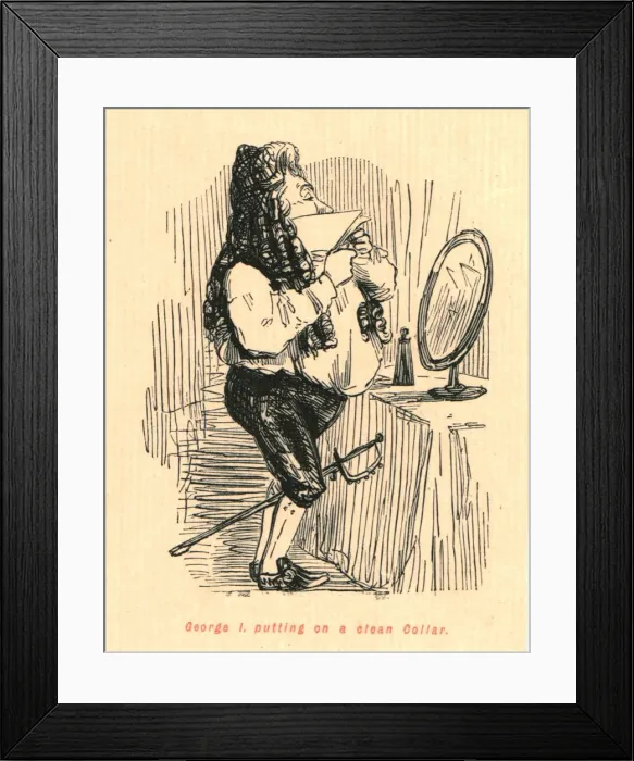 Framed Print : George I. putting on a clean Collar, 1897. Creator: John Leech Framed Print : George I. putting on a clean Collar, 1897. Creator: John Leech