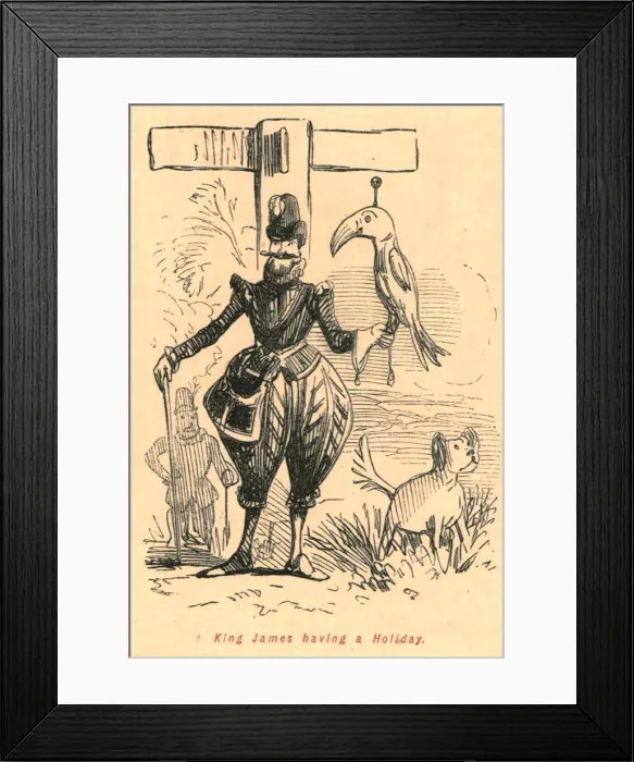 Framed Print : King James having a Holiday, 1897. Creator: John Leech Framed Print : King James having a Holiday, 1897. Creator: John Leech