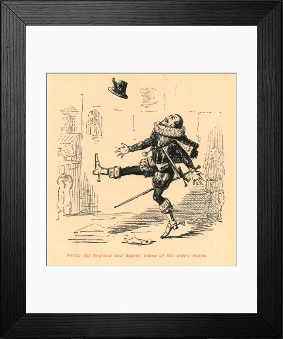 Framed Print : Philip (of England and Spain) hears of his wifes death, 1897. Creator: John Leech Framed Print : Philip (of England and Spain) hears of his wifes death, 1897. Creator: John Leech
