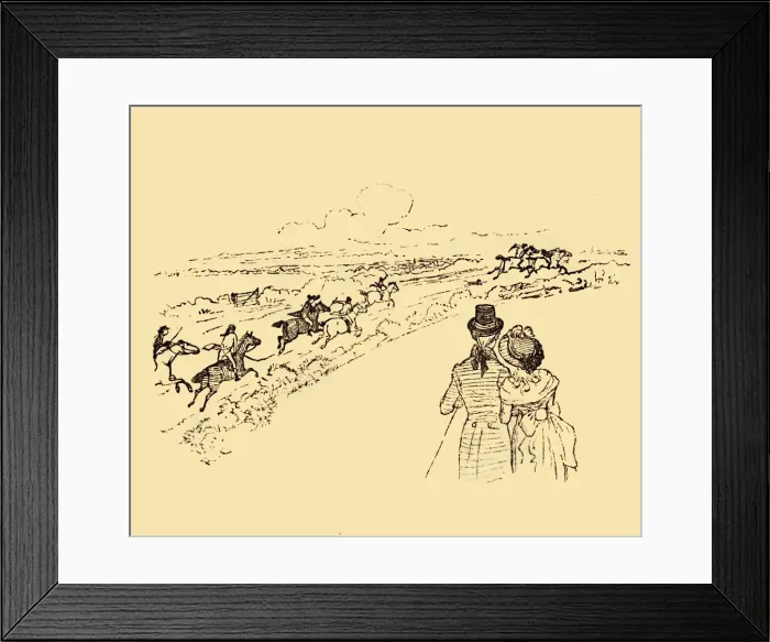 Framed Print : Bystanders watch as John Gilpin is chased across the countryside, 1878, (c1918). Creator Framed Print : Bystanders watch as John Gilpin is chased across the countryside, 1878, (c1918). Creator