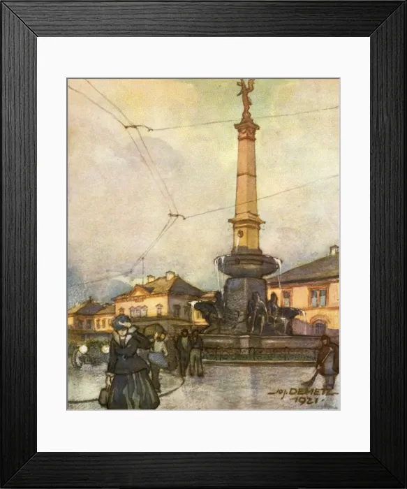 Framed Print : Bahnhof Mit Vereinigungsbrunnen, (Railway Station With Unification Fountain), c1929 Framed Print : Bahnhof Mit Vereinigungsbrunnen, (Railway Station With Unification Fountain), c1929