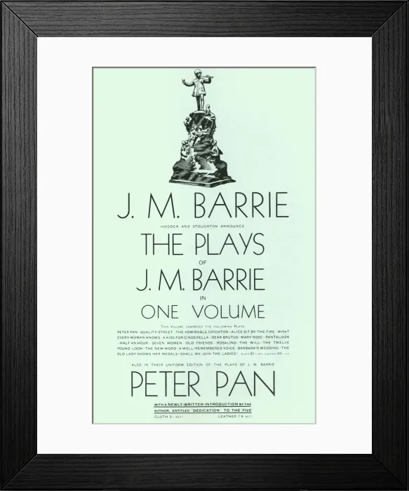 Framed Print : The Plays of J. M. Barrie in One Volume, 1928. Creator: Unknown Framed Print : The Plays of J. M. Barrie in One Volume, 1928. Creator: Unknown
