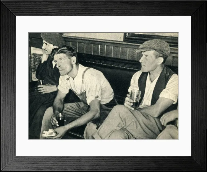 Framed Print : Workmen in an English inn listening to Mr. Churchill, 1942. Creator: Unknown Framed Print : Workmen in an English inn listening to Mr. Churchill, 1942. Creator: Unknown