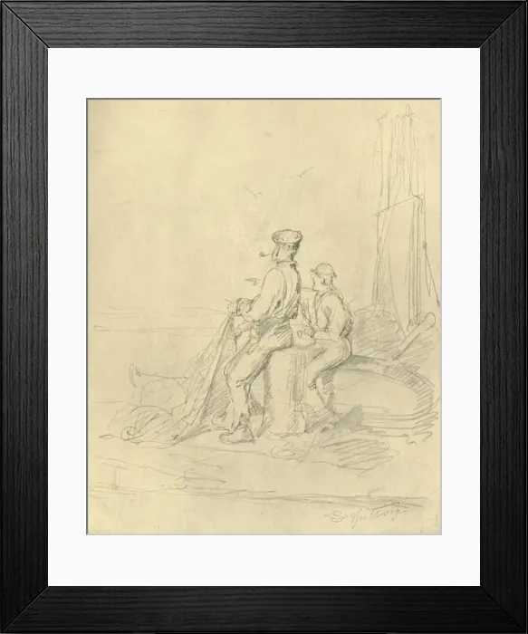 Framed Print : Am Strande, mid-late 19th century, (c1924). Creator: Carl Spitzweg Framed Print : Am Strande, mid-late 19th century, (c1924). Creator: Carl Spitzweg