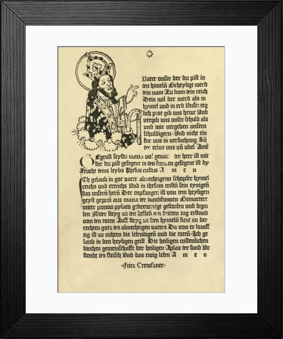 Framed Print : The Almighty, with the Paternoster, Ave Maria and Credo in German, 1915. Creator: Unknown Framed Print : The Almighty, with the Paternoster, Ave Maria and Credo in German, 1915. Creator: Unknown