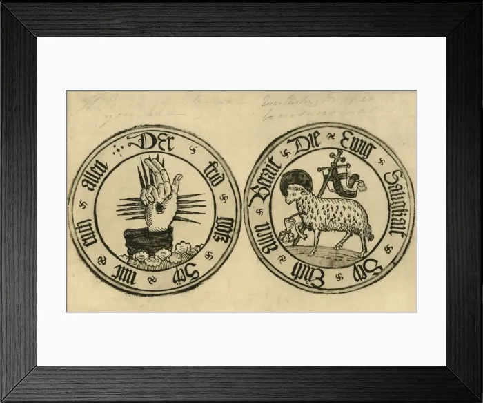 Framed Print : The Hand of God and Agnus Dei, 1915. Creator: Unknown
