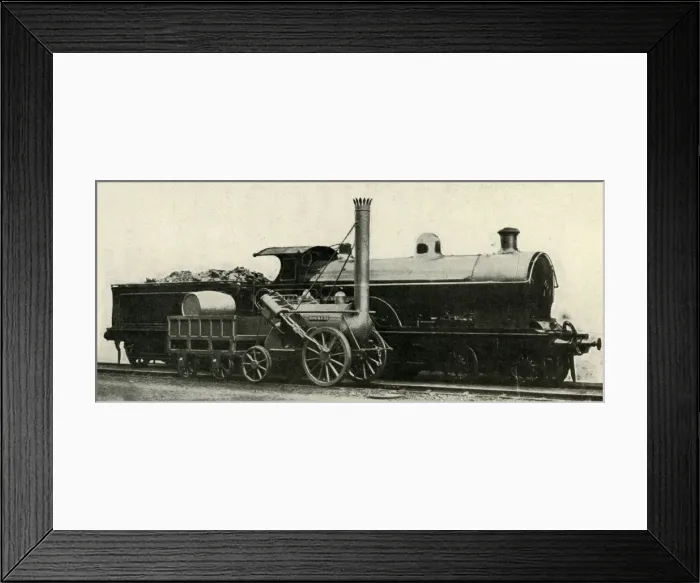 Framed Print : The Rocket Contrasted with the Lost Type of 4-4-0, c1930. Creator: Unknown Framed Print : The Rocket Contrasted with the Lost Type of 4-4-0, c1930. Creator: Unknown
