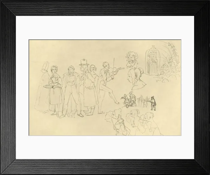Framed Print : Verschiedene Typen, mid-late 19th century, (c1924). Creator: Carl Spitzweg Framed Print : Verschiedene Typen, mid-late 19th century, (c1924). Creator: Carl Spitzweg