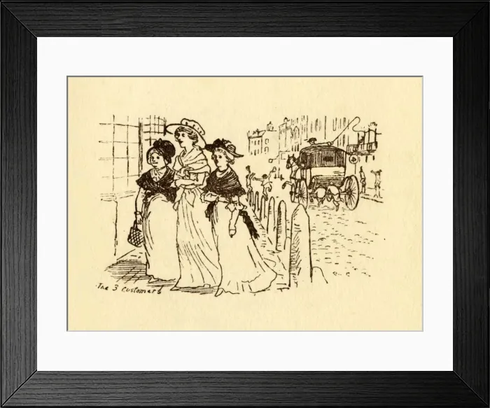 Framed Print : The 3 Customers, 1878, (c1918). Creator: Randolph Caldecott Framed Print : The 3 Customers, 1878, (c1918). Creator: Randolph Caldecott