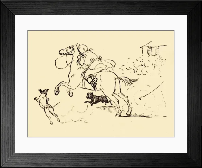 Framed Print : John Gilpin is chased by dogs as his horse gallops out of control, 1878, (c1918) Framed Print : John Gilpin is chased by dogs as his horse gallops out of control, 1878, (c1918)
