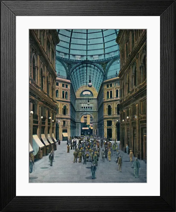 Framed Print : Napoli - Interno Galleria Umberto I, (Interior of Galleria Umberto I), c1900. Creator: Unknown Framed Print : Napoli - Interno Galleria Umberto I, (Interior of Galleria Umberto I), c1900. Creator: Unknown