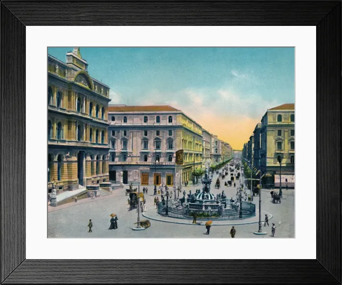 Framed Print : Napoli - Piazza Borsa Con Fountana Medina, (Fountain of Neptune), c1900. Creator: Unknown Framed Print : Napoli - Piazza Borsa Con Fountana Medina, (Fountain of Neptune), c1900. Creator: Unknown