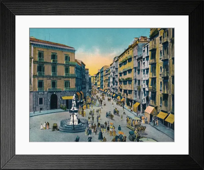 Framed Print : Napoli - Via Roma, Largo Carita Con Monumento A Carlo Poerio, c1900. Creator: Unknown Framed Print : Napoli - Via Roma, Largo Carita Con Monumento A Carlo Poerio, c1900. Creator: Unknown