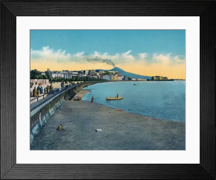 Framed Print : Napoli - Castello Dell Ovo E Via Caracciolo Con Vesuvio, c1900. Creator: Unknown Framed Print : Napoli - Castello Dell Ovo E Via Caracciolo Con Vesuvio, c1900. Creator: Unknown