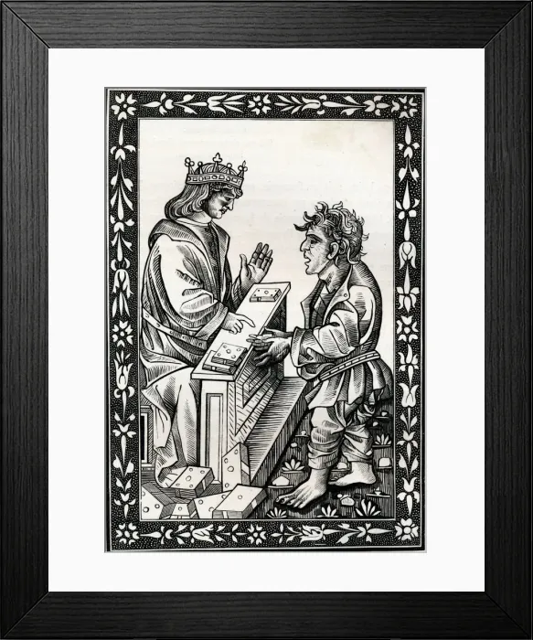 Framed Print : Solomon and Marcoul, 15th century, (1849). Creator: Unknown Framed Print : Solomon and Marcoul, 15th century, (1849). Creator: Unknown