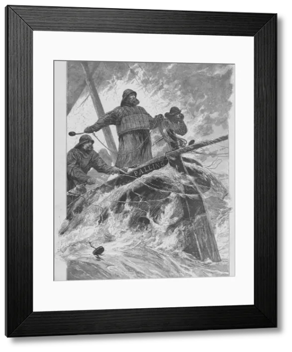 Framed Print : Throwing the Life-Line, 1890. Creator: Unknown Framed Print : Throwing the Life-Line, 1890. Creator: Unknown