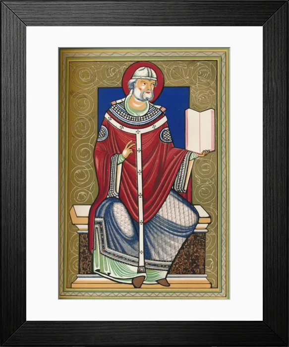 Framed Print : Saint with book, late 12th century, (1849). Creator: Walter Framed Print : Saint with book, late 12th century, (1849). Creator: Walter