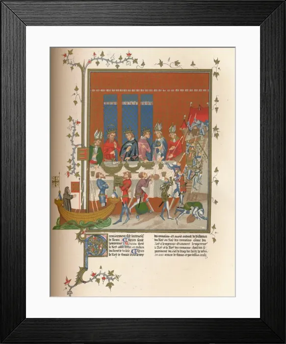 Framed Print : Interlude during the meal, 14th century, (1849). Creator: Kellerhoven Framed Print : Interlude during the meal, 14th century, (1849). Creator: Kellerhoven