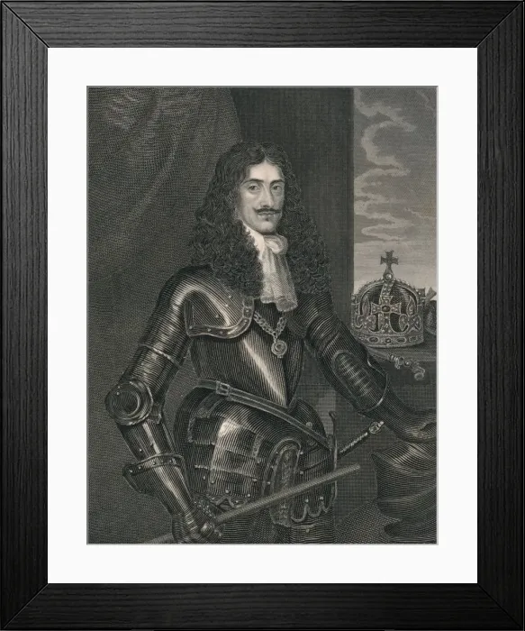 Framed Print : King Charles The Second, (mid 19th century). Creator: William Finden Framed Print : King Charles The Second, (mid 19th century). Creator: William Finden