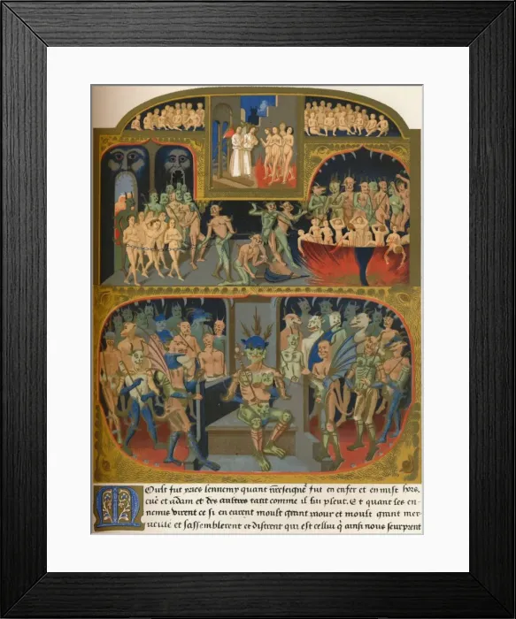 Framed Print : Souls condemned to Hell, second half of the 15th century, (1849). Creator: Kellerhoven Framed Print : Souls condemned to Hell, second half of the 15th century, (1849). Creator: Kellerhoven