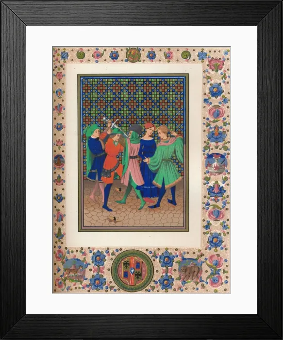 Framed Print : Scene from an illuminated manuscript, 15th century, (1849). Creator: Kellerhoven Framed Print : Scene from an illuminated manuscript, 15th century, (1849). Creator: Kellerhoven