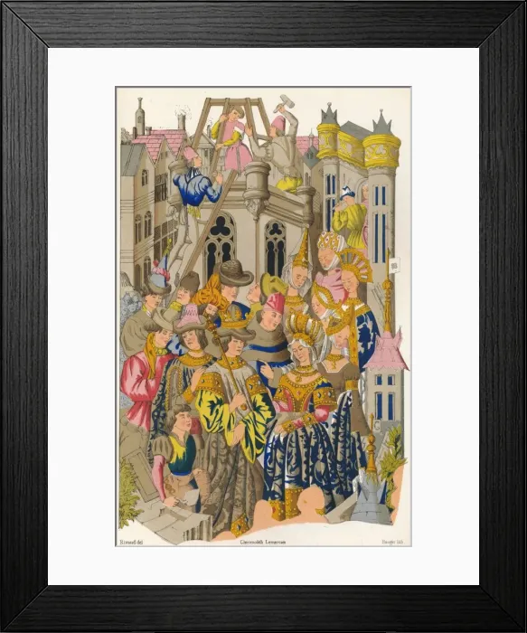 Framed Print : Founding of the Abbey of St Genevieve, 15th century, (1849). Creator: E Hauger Framed Print : Founding of the Abbey of St Genevieve, 15th century, (1849). Creator: E Hauger