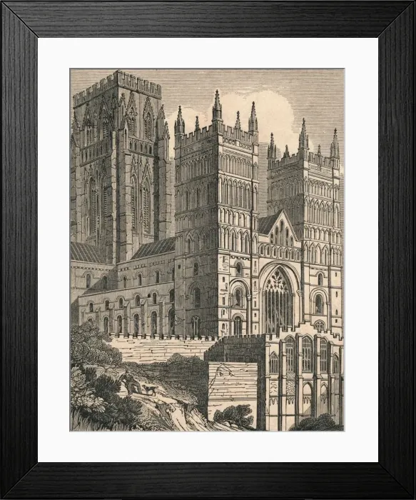Framed Print : North-West View of Durham Cathedral, c1843. Creator: J Jackson Framed Print : North-West View of Durham Cathedral, c1843. Creator: J Jackson