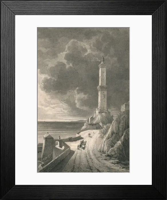 Framed Print : Genoa. Light House, 1818. Creator: Charles Askey