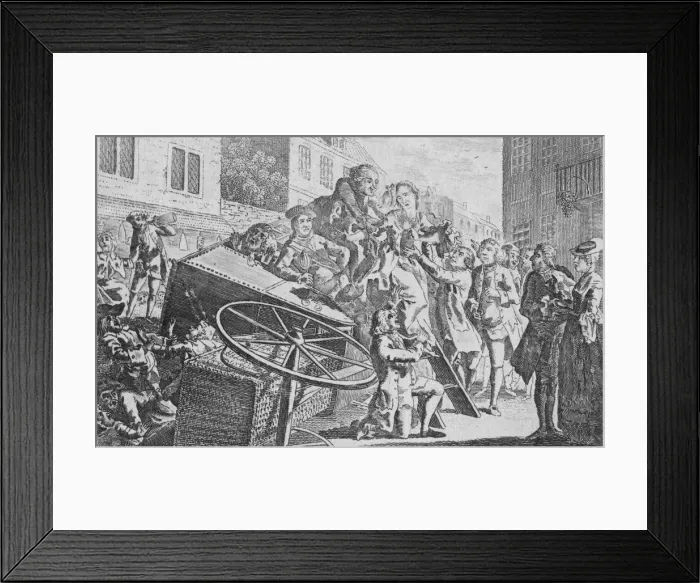 Framed Print : The Coach Overturned, 18th century. Creator: Unknown Framed Print : The Coach Overturned, 18th century. Creator: Unknown