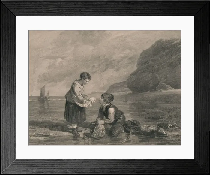 Framed Print : Young Shrimp Catchers, early 19th century. Creator: Joseph Phelps Framed Print : Young Shrimp Catchers, early 19th century. Creator: Joseph Phelps