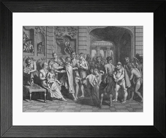 Framed Print : On Coupe les Cheveux, et on donne un Nom aux Fils de L Yncas, 1723. Creator: Bernard Picart Framed Print : On Coupe les Cheveux, et on donne un Nom aux Fils de L Yncas, 1723. Creator: Bernard Picart