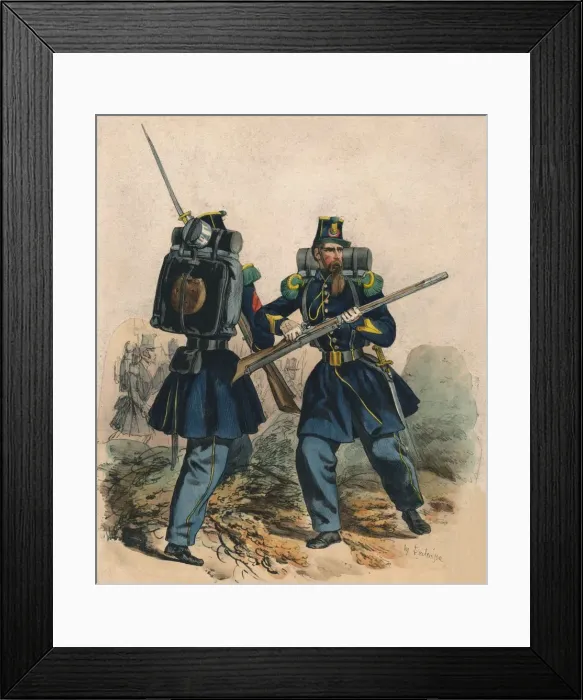 Framed Print : Chasseurs A Pied, mid-late 19th century. Creator: Hippolyte Lalaisse Framed Print : Chasseurs A Pied, mid-late 19th century. Creator: Hippolyte Lalaisse