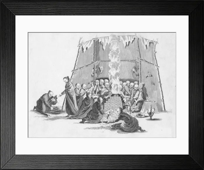 Framed Print : Burning the dead body of a Lama, c1802. Creator: Unknown
