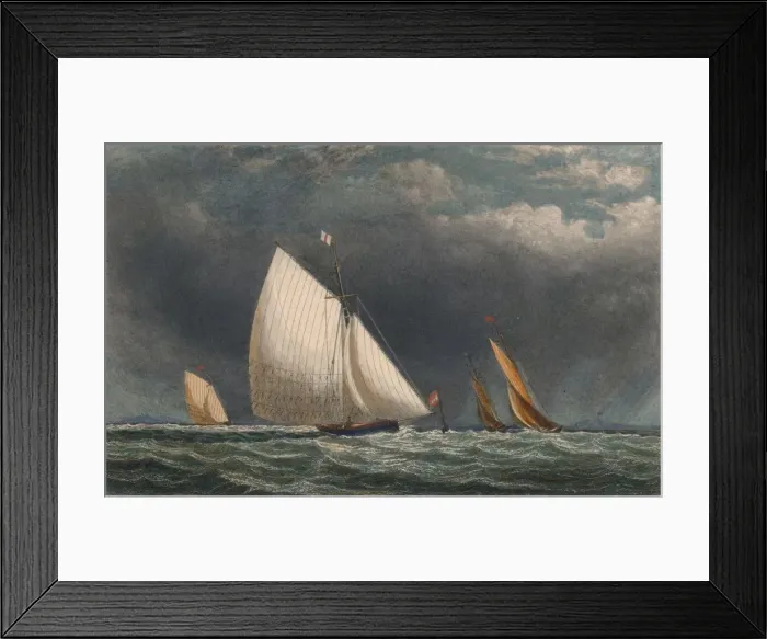 Framed Print : The Sailing Match; Yachts Rounding The Flag Buoy, 19th century? Creator: J Godden Framed Print : The Sailing Match; Yachts Rounding The Flag Buoy, 19th century? Creator: J Godden