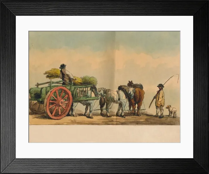 Framed Print : Farm workers and cart, 1797. Creator: Unknown