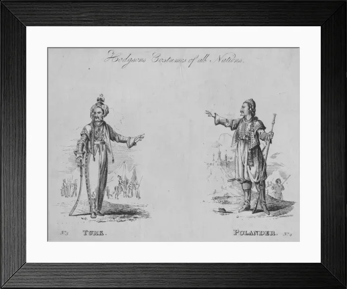 Framed Print : Hodgsons Costumes of all Nations: No. 3 - Turk, No. 4 - Polander, c1822. Creator: Unknown Framed Print : Hodgsons Costumes of all Nations: No. 3 - Turk, No. 4 - Polander, c1822. Creator: Unknown
