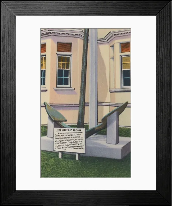 Framed Print : Columbus Anchor, Victoria Institute, Port of Spain, Trinidad, B. W. I. c1940s. Creator: Unknown Framed Print : Columbus Anchor, Victoria Institute, Port of Spain, Trinidad, B. W. I. c1940s. Creator: Unknown