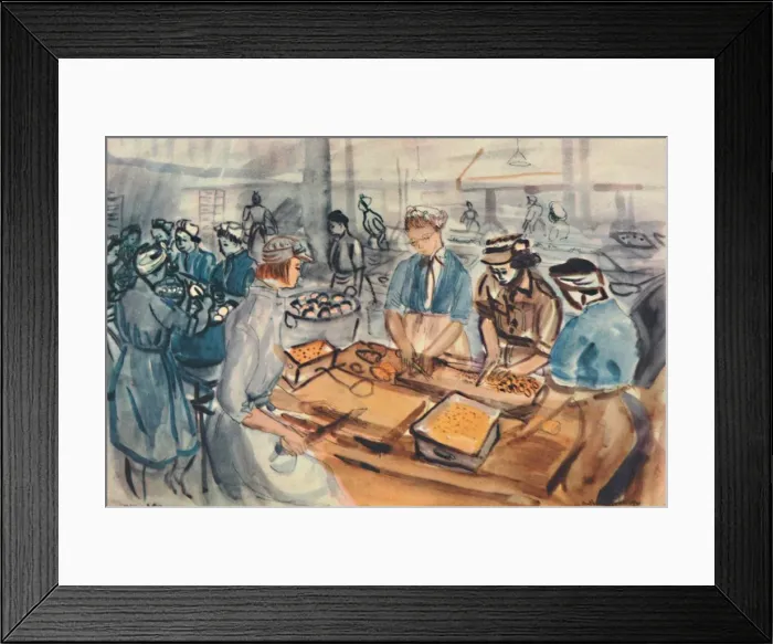 Framed Print : Chopping and Peeling. An A. T. S. cooking centre, 1944. Creator: Anthony Gross Framed Print : Chopping and Peeling. An A. T. S. cooking centre, 1944. Creator: Anthony Gross
