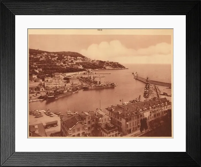 Framed Print : The harbour entrance and Mont-Boron, Nice, 1930. Creator: Unknown Framed Print : The harbour entrance and Mont-Boron, Nice, 1930. Creator: Unknown