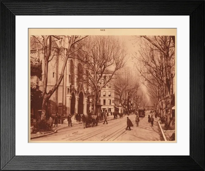 Framed Print : Avenue de la Victoire and Notre-Dame Church, Nice, 1930. Creator: Unknown Framed Print : Avenue de la Victoire and Notre-Dame Church, Nice, 1930. Creator: Unknown