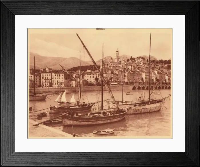 Framed Print : The harbour and old town, Menton, 1930. Creator: Unknown Framed Print : The harbour and old town, Menton, 1930. Creator: Unknown