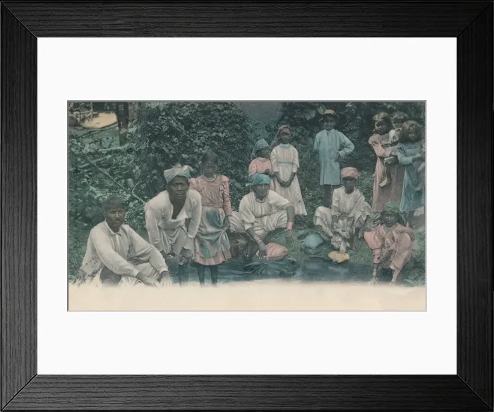 Framed Print : Greetings from Jamaica. Coolies washing, 1905. Creator: Unknown Framed Print : Greetings from Jamaica. Coolies washing, 1905. Creator: Unknown