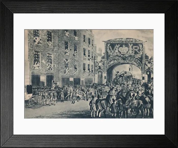 Framed Print : Queen Victorias Entrance To The City On Her Way To The Guildhall, November 9th, 1837, (1948) Framed Print : Queen Victorias Entrance To The City On Her Way To The Guildhall, November 9th, 1837, (1948)
