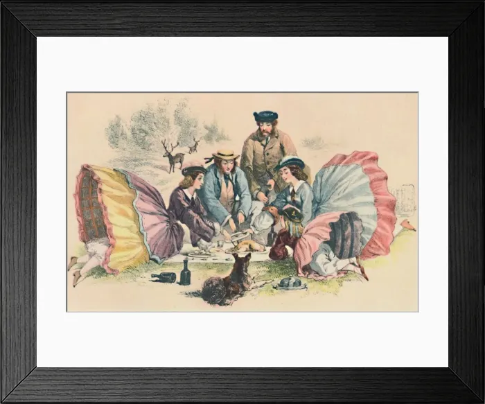 Framed Print : A Victorian Picnic, c1860, (1944). Creator: Unknown Framed Print : A Victorian Picnic, c1860, (1944). Creator: Unknown