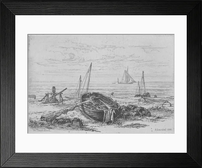 Framed Print : On Thorpe Beach, 1888. Creator: Arthur Evershed Framed Print : On Thorpe Beach, 1888. Creator: Arthur Evershed