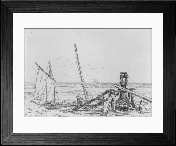 Framed Print : On Thorpe Beach, 1887. Creator: Arthur Evershed Framed Print : On Thorpe Beach, 1887. Creator: Arthur Evershed
