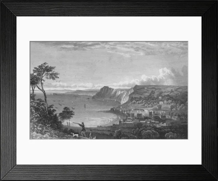 Framed Print : Sidmouth, From the Cliffs, Towards Seaton, 1832. Creator: P Heath