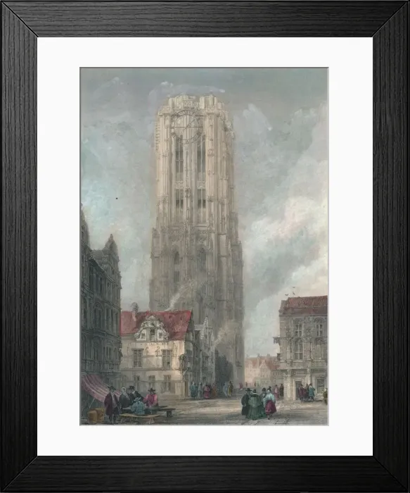 Framed Print : The Church of St. Rembauld, Mechlin, mid-late 19th century. Creator: John Henry Le Keux Framed Print : The Church of St. Rembauld, Mechlin, mid-late 19th century. Creator: John Henry Le Keux